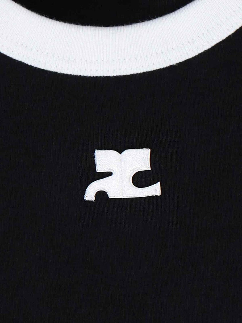 Courrèges Black Cotton Logo T-Shirt