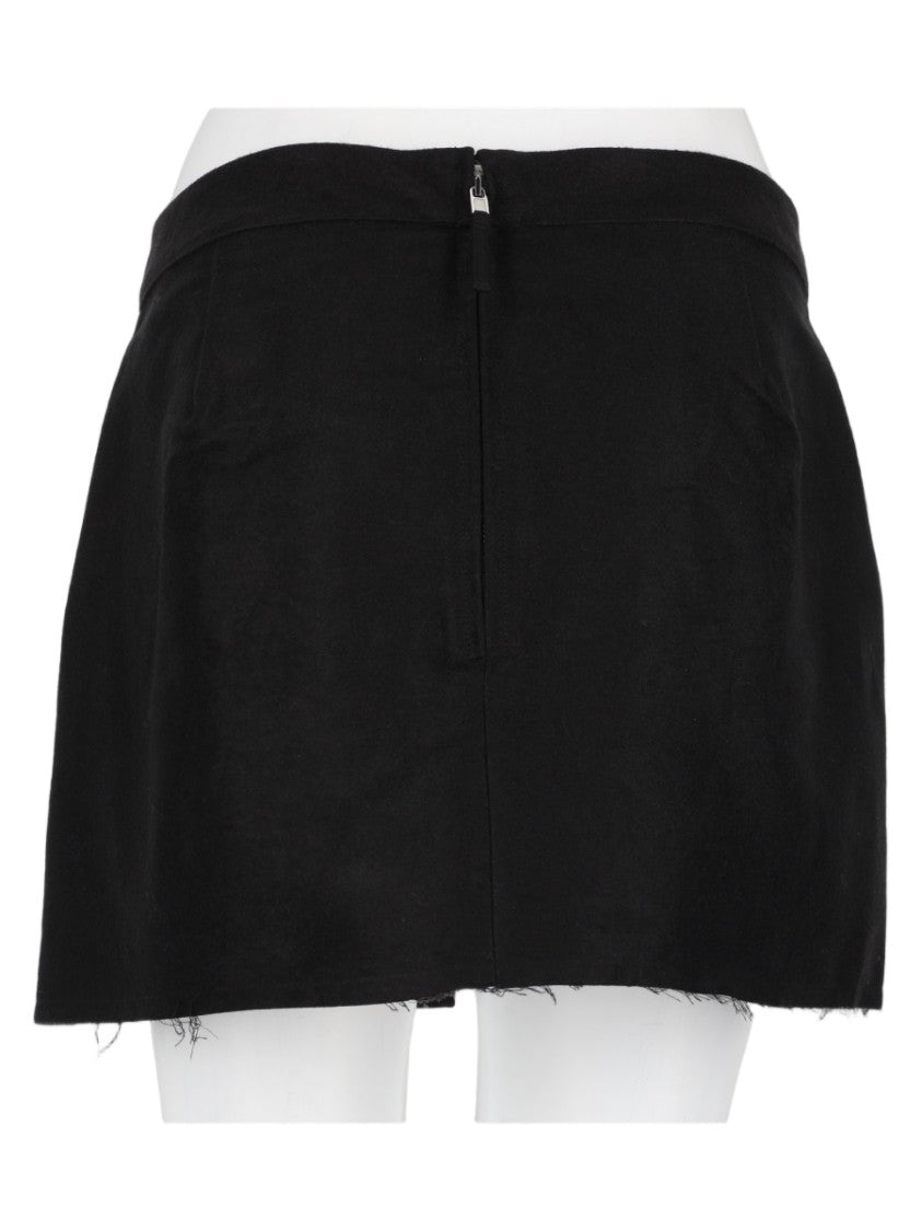 Rick Owens Layered Black Mini Skirt With Asymmetrical Hem And Fitted Waistband