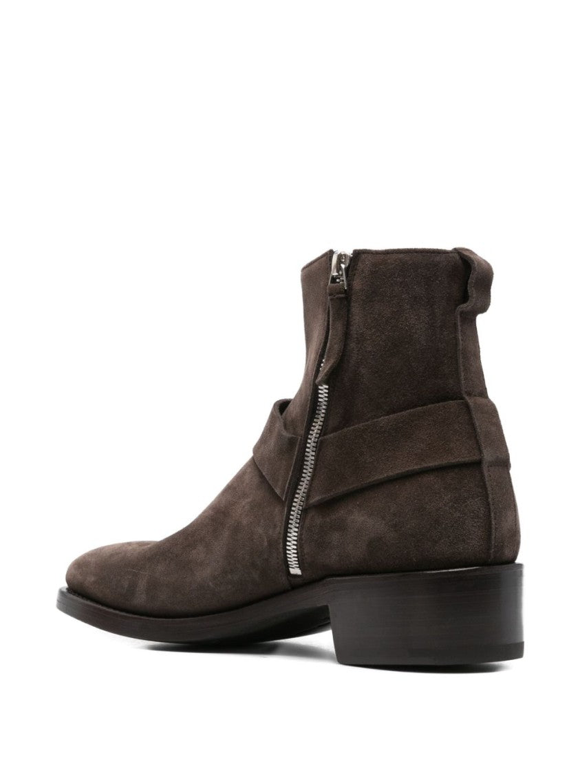 Premiata Dark Brown Block Heel Side Zip Boots