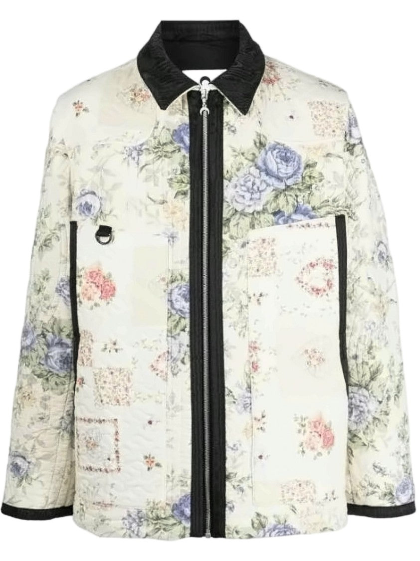 Marine Serre Quilted Floral Patchwork Jacket With Contrasting Black Trim
