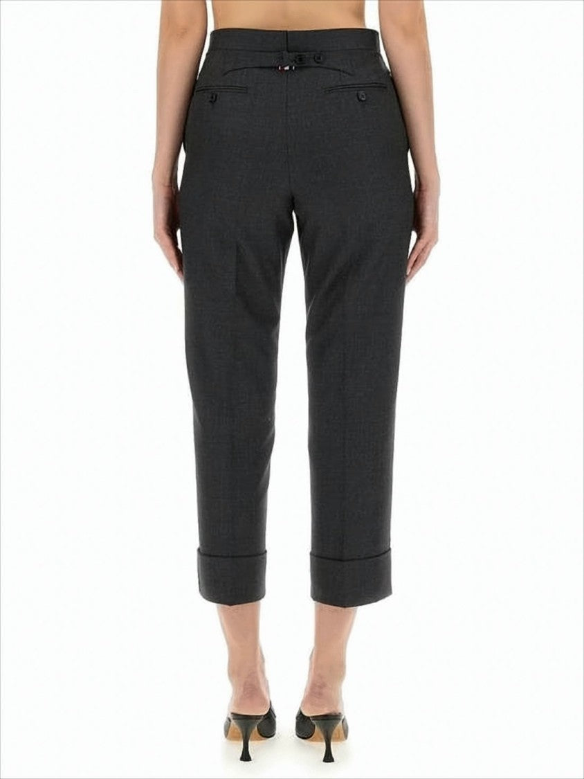 Thom Browne Tailored Cropped Suit Pants With Cuffed Hem And Refined Details