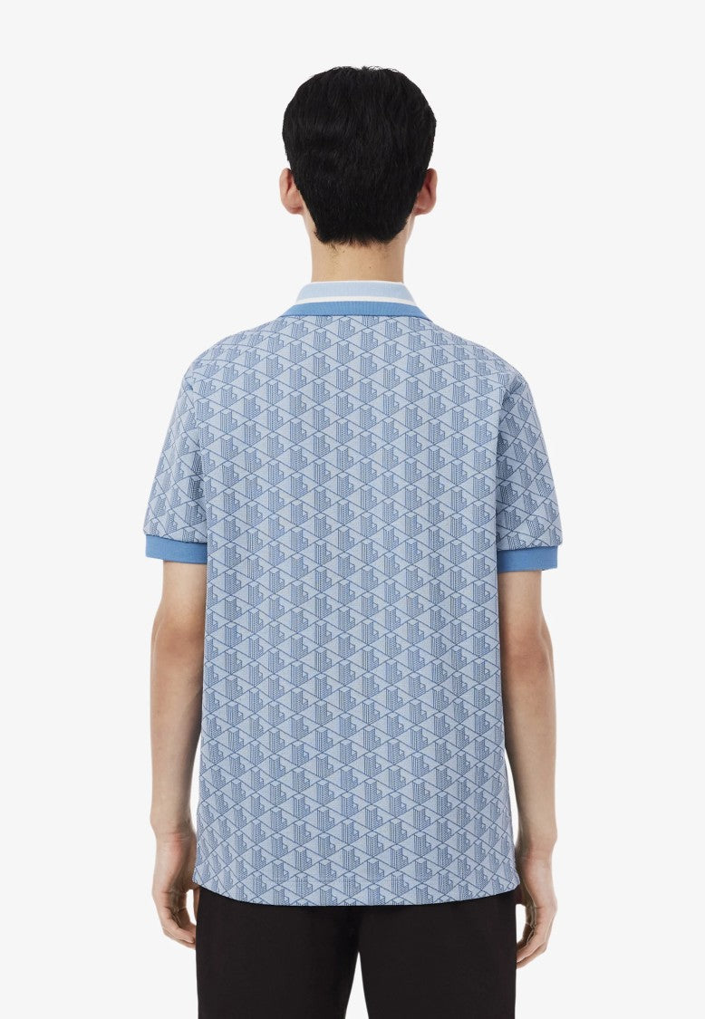 Lacoste Light Blue Monogram Jacquard Polo
