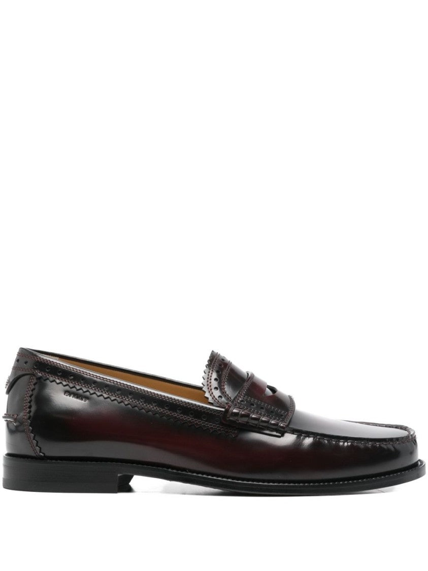 Bally Burgundy Leather Flat Shoes