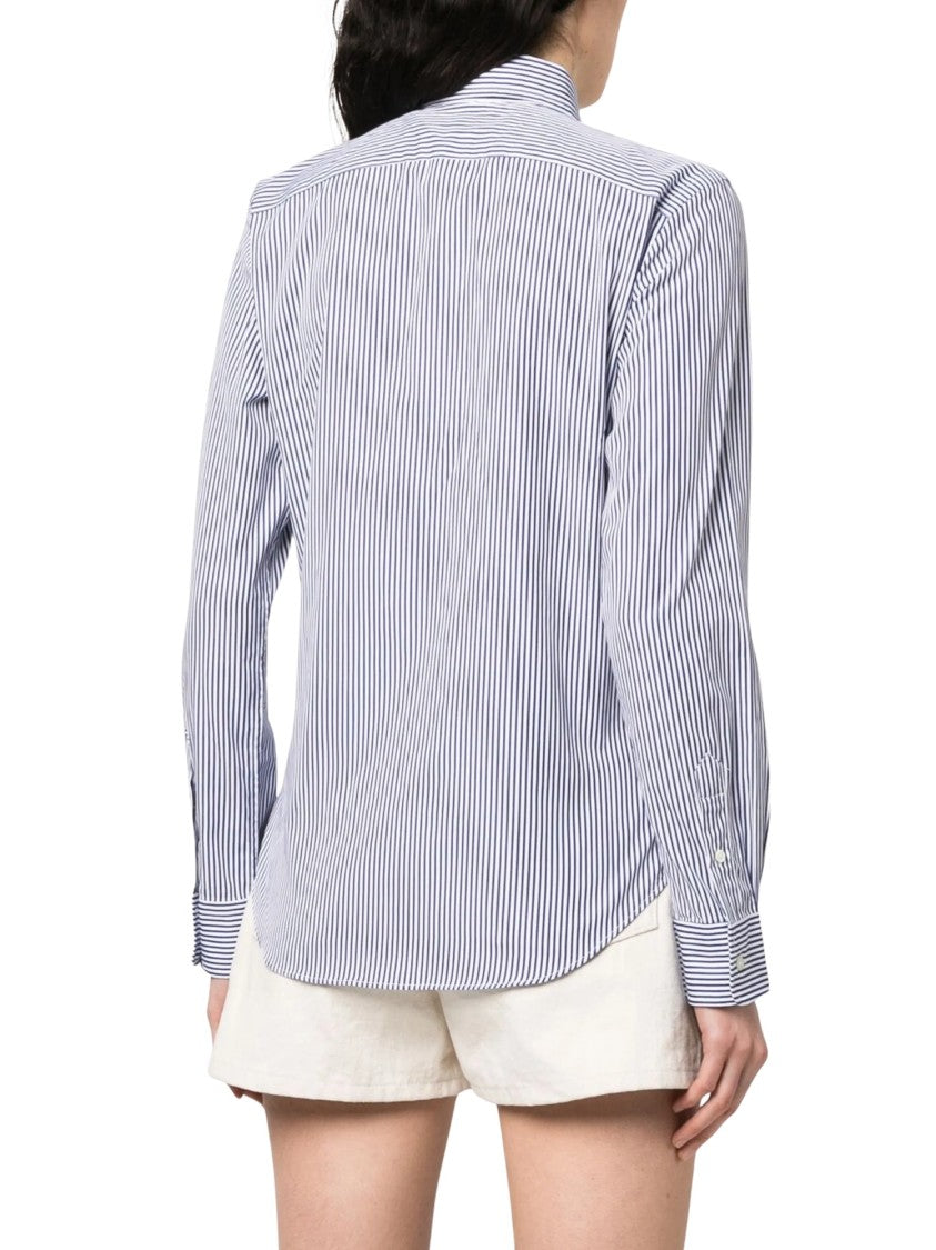Polo Ralph Lauren Blue Cotton Striped Logo Shirt