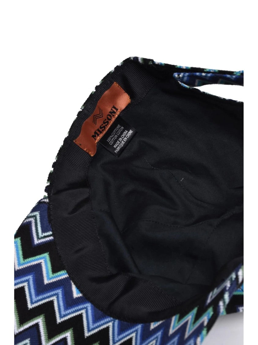 Missoni Blue Zigzag Pattern Cotton Bucket Hat