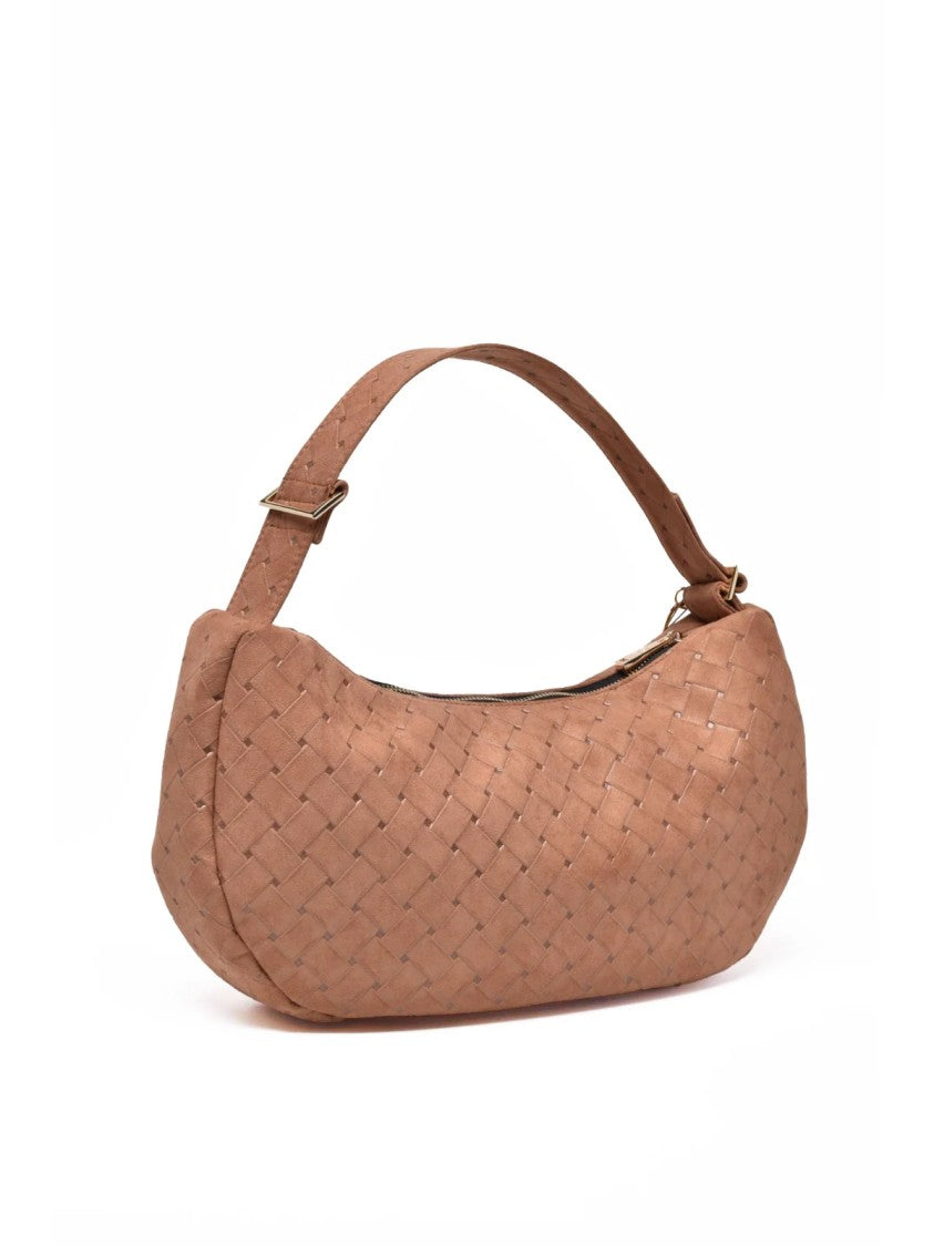 La Milanesa Brown Polyester-Blend Woven Shoulder Bag