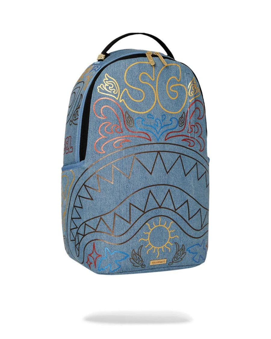 Sprayground Denim-Texture Backpack