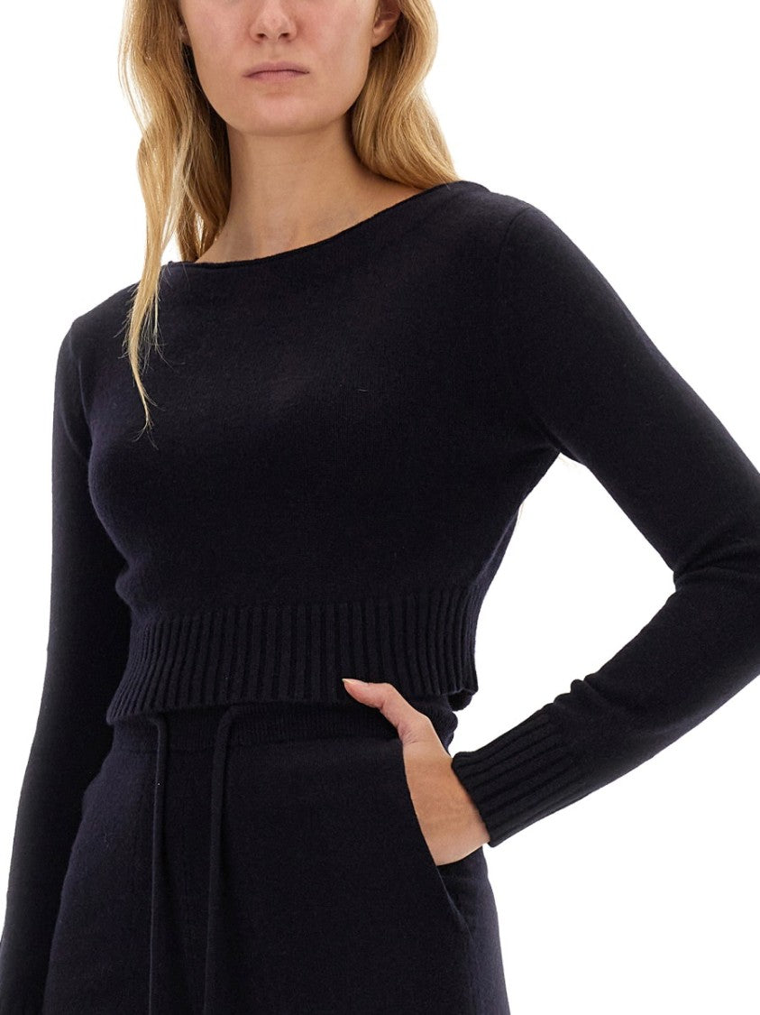 Max Mara Fitted Knit Shirt With Wide Round Neckline