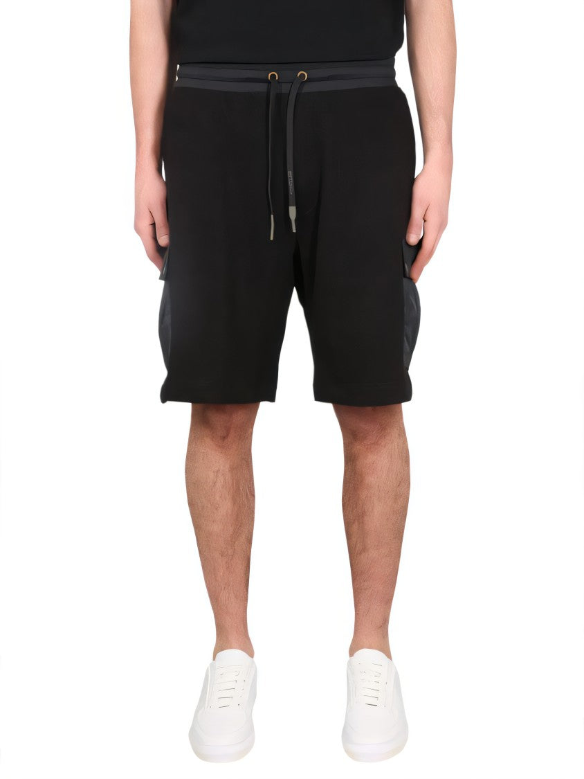 Moncler Relaxed Fit Black Shorts With Elastic Waistband