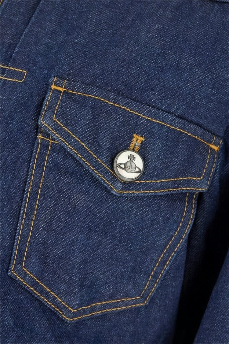 Vivienne Westwood Cropped Denim Jacket With Classic Collar