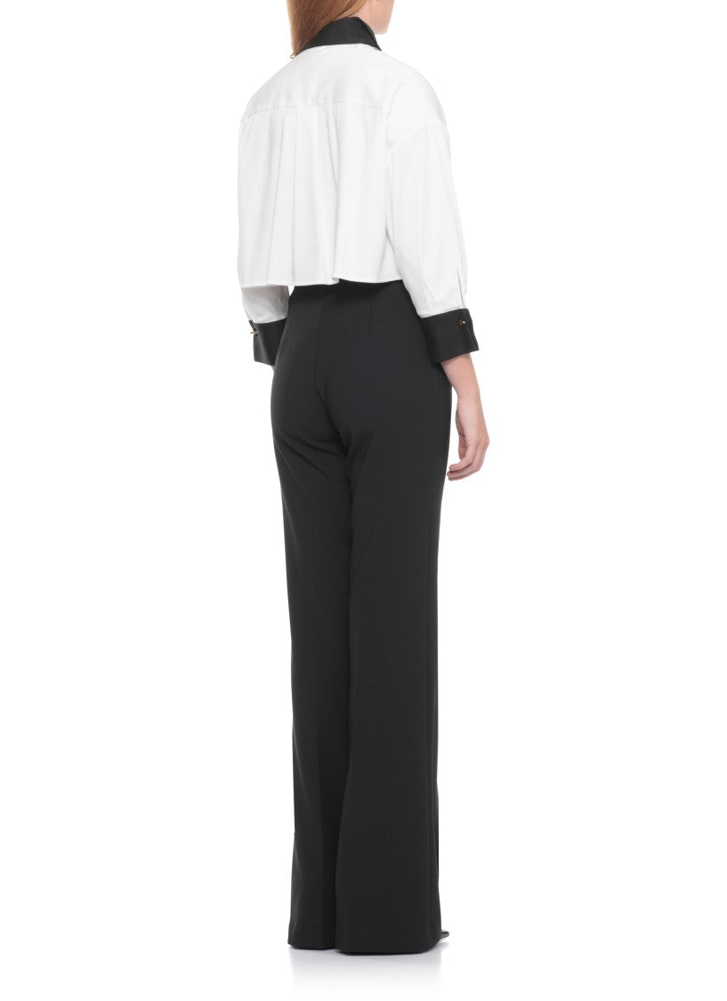 Elisabetta Franchi Cropped White Button-Up Shirt