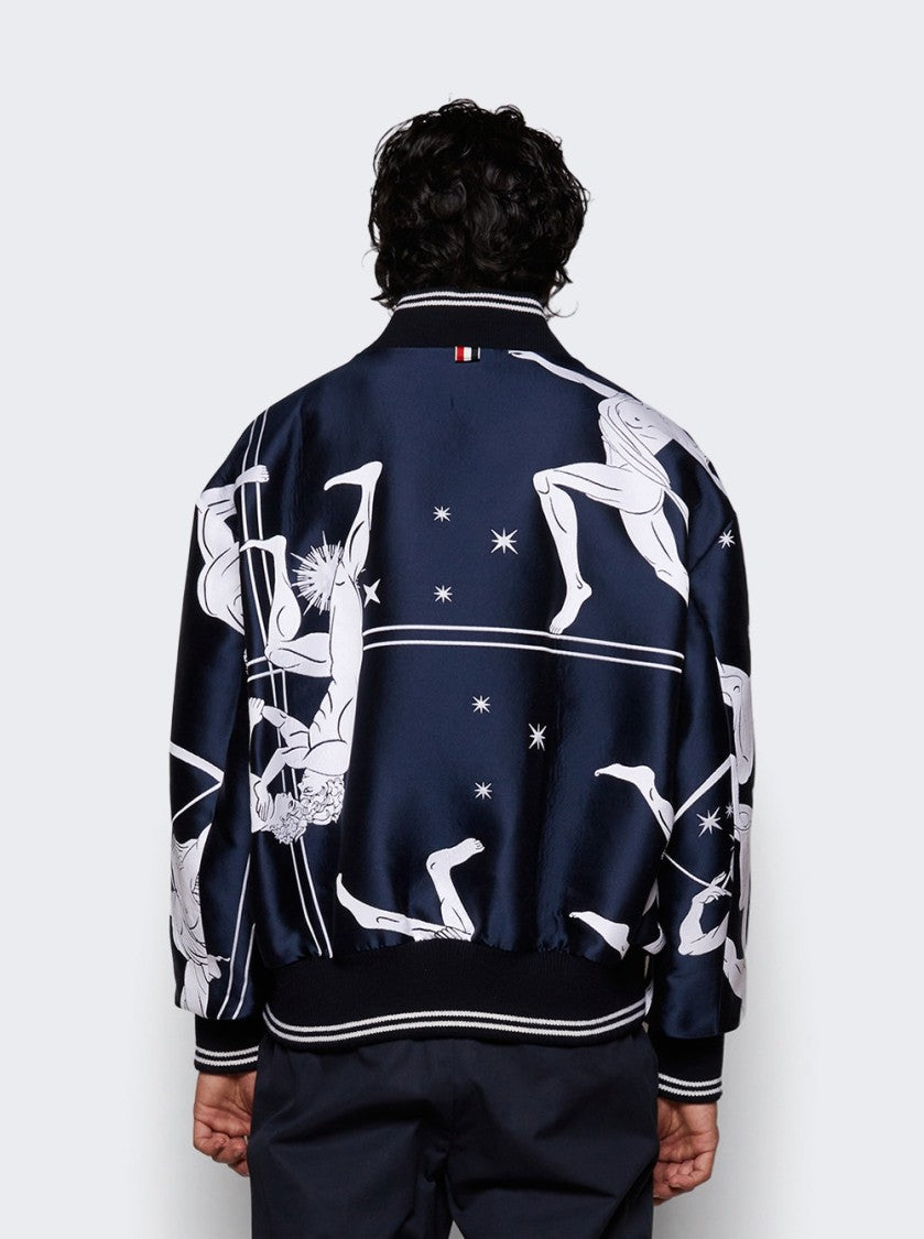 Thom Browne Olympic Constellation Scuba Jacquard Jacket Navy