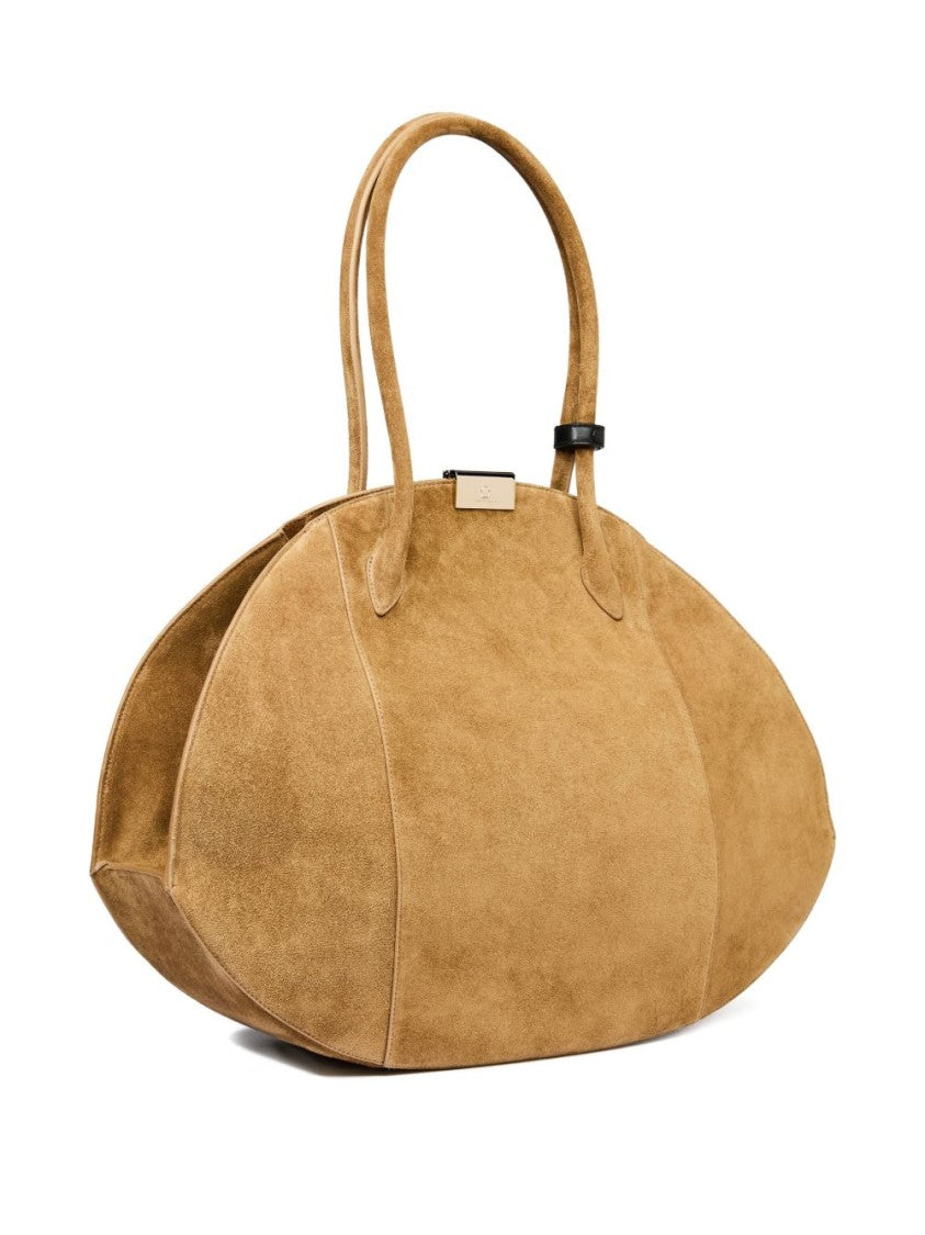Nina Ricci Brown Elongated Oval Structured Silk Bag