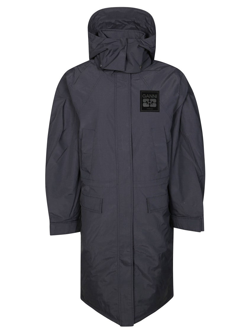 Ganni Ripstop Tri-Layer Parka Coat