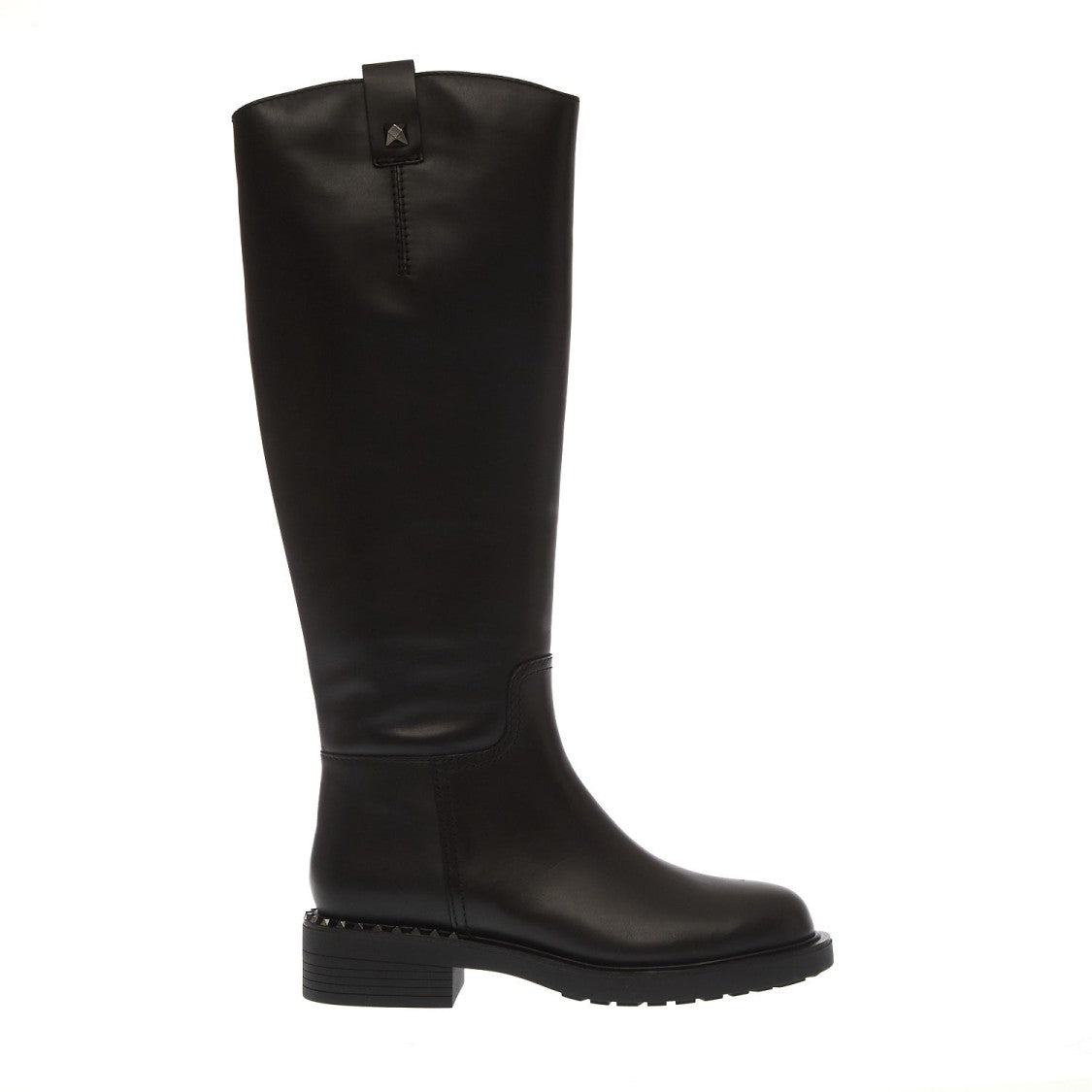 Ash Black Leather Boot With Gun Studs