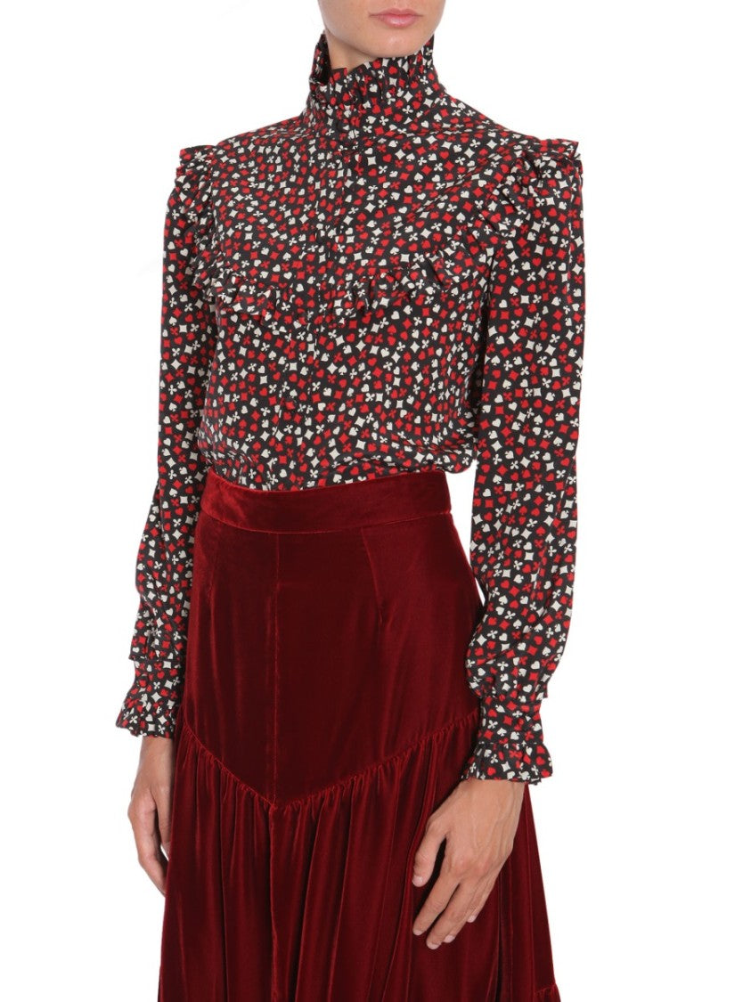 Saint Laurent Stand Up Collar Blouse
