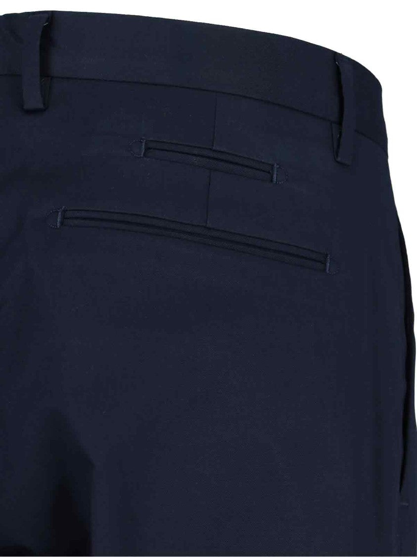 Briglia Navy Blue Chino Pants With Pleated Front