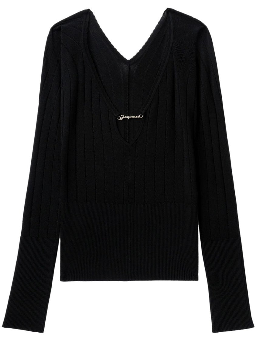 Jacquemus V-Neck Ribbed Knit Sweater