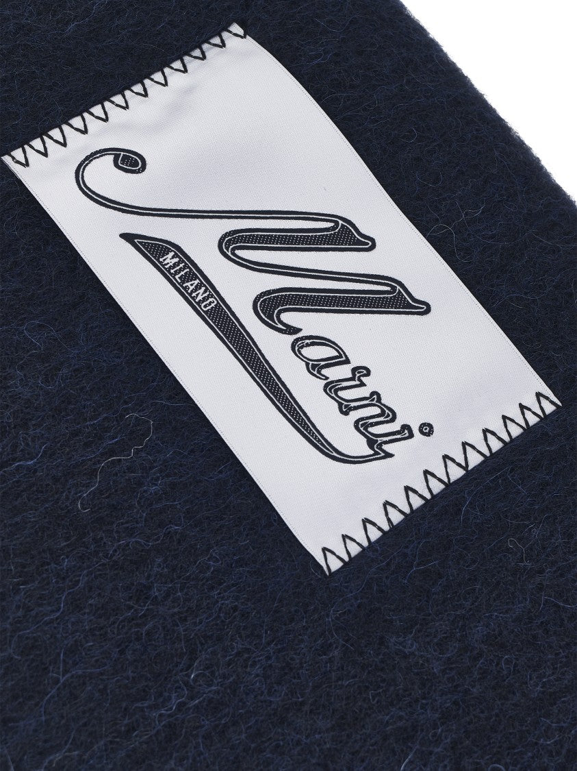 Marni Deep Navy Blue Alpaca Blend Scarf