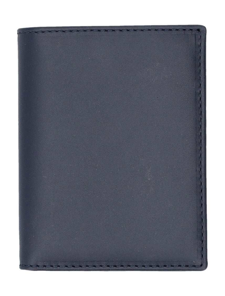 Comme Des Garçons Navy Leather Bi-Fold Cardholder With Multiple Slots