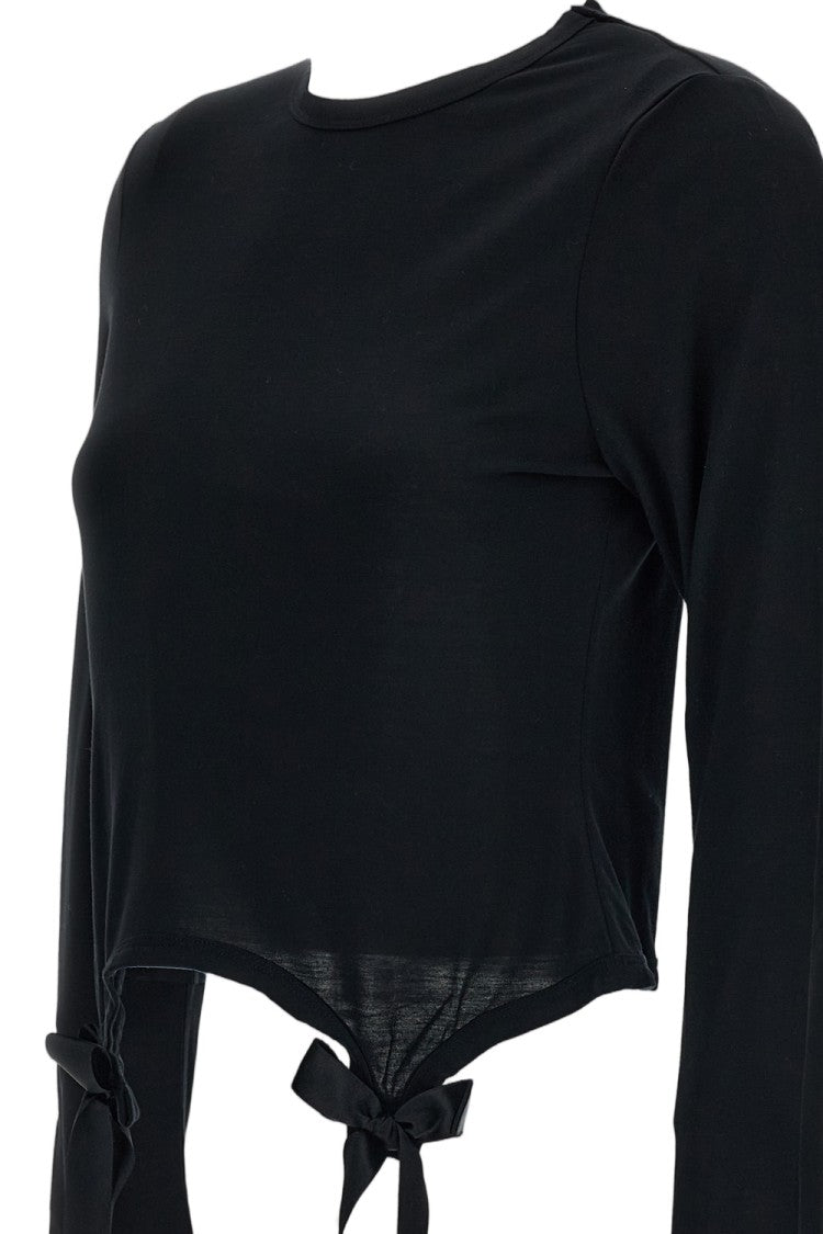 Simone Rocha Black Bow Tail Easy Cropped T-Shirt