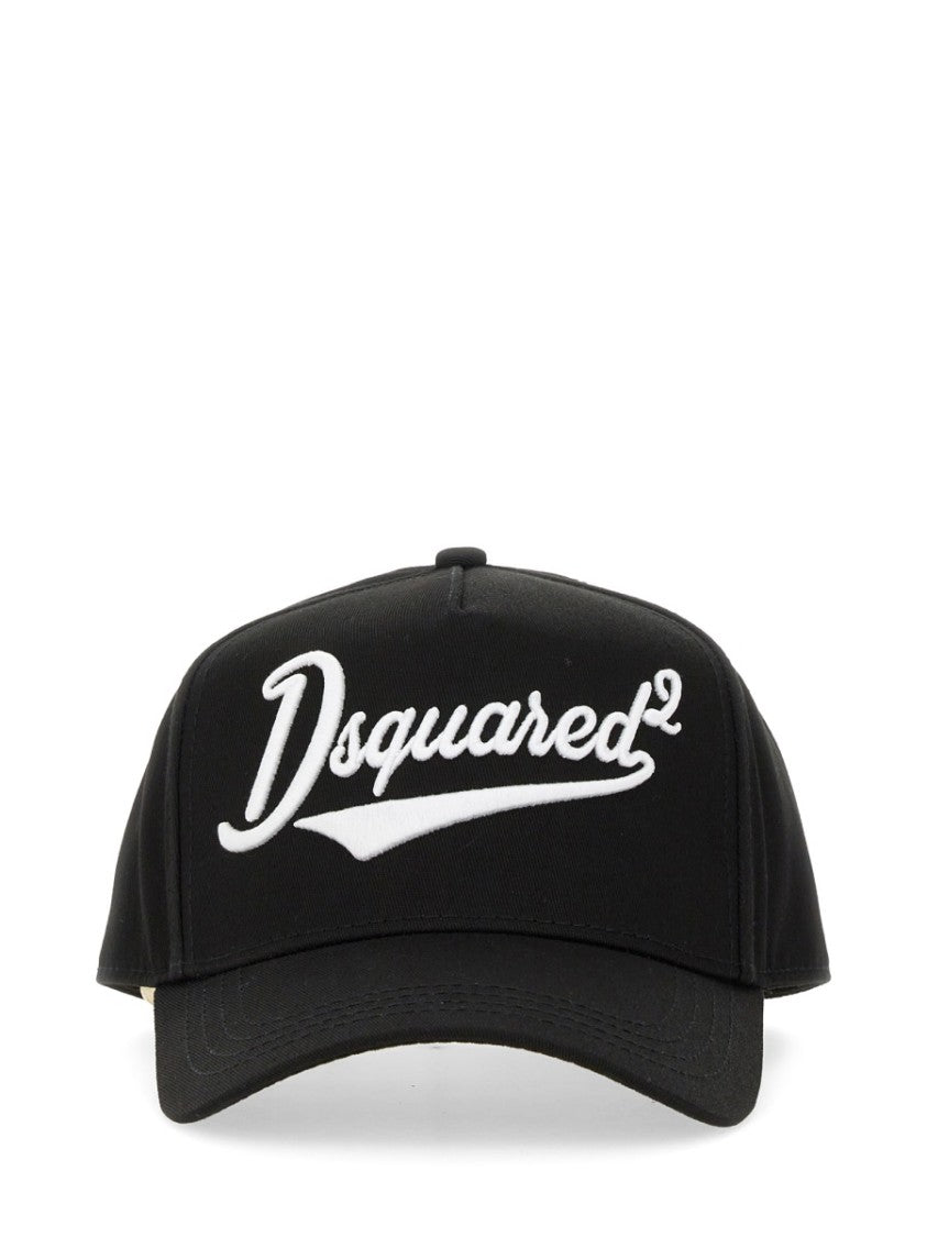 Dsquared2 Structured Black Baseball Cap With Prominent Logo