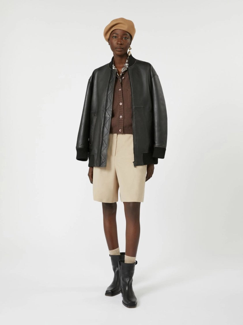 Max Mara Refined Tactical Jacket In Lamb Leather