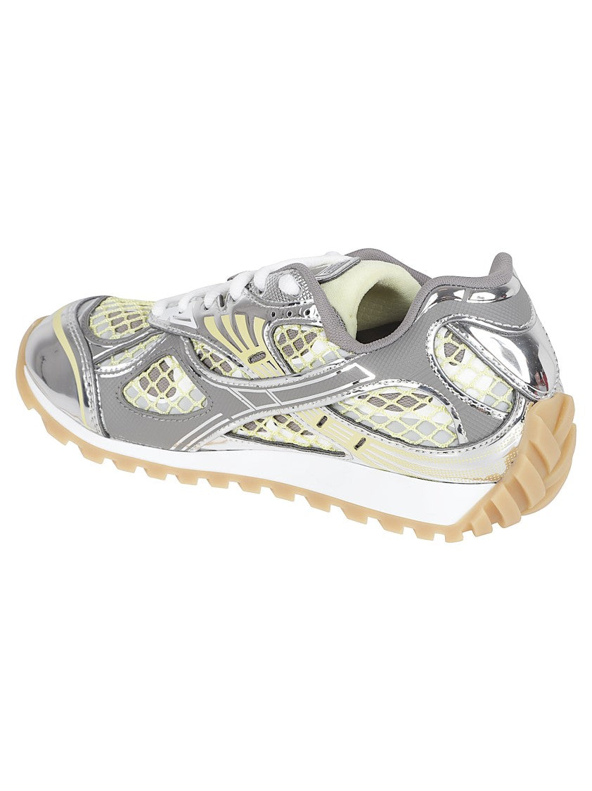 Bottega Veneta Silver Yellow Futuristic Mesh Sneakers