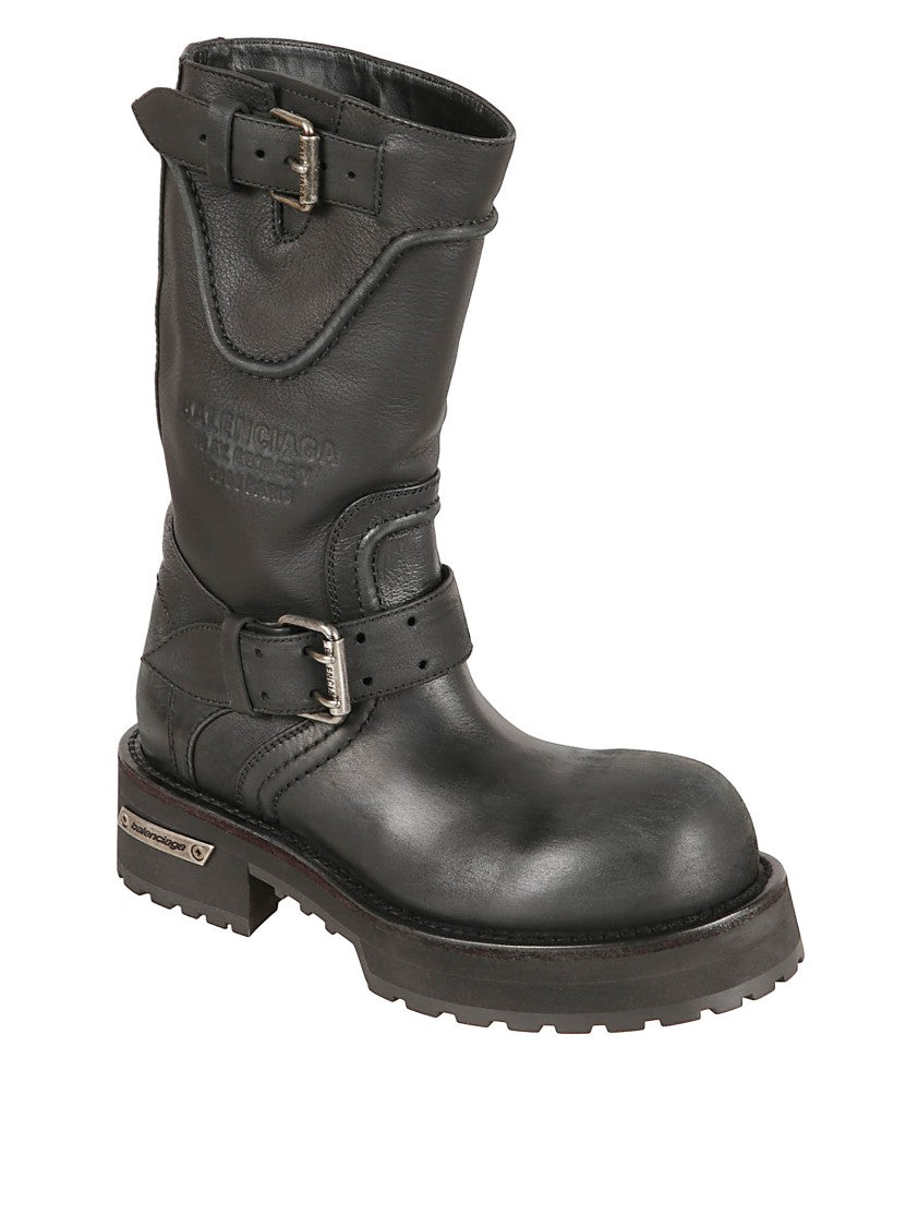 Balenciaga Distressed Calfskin Leather Boots