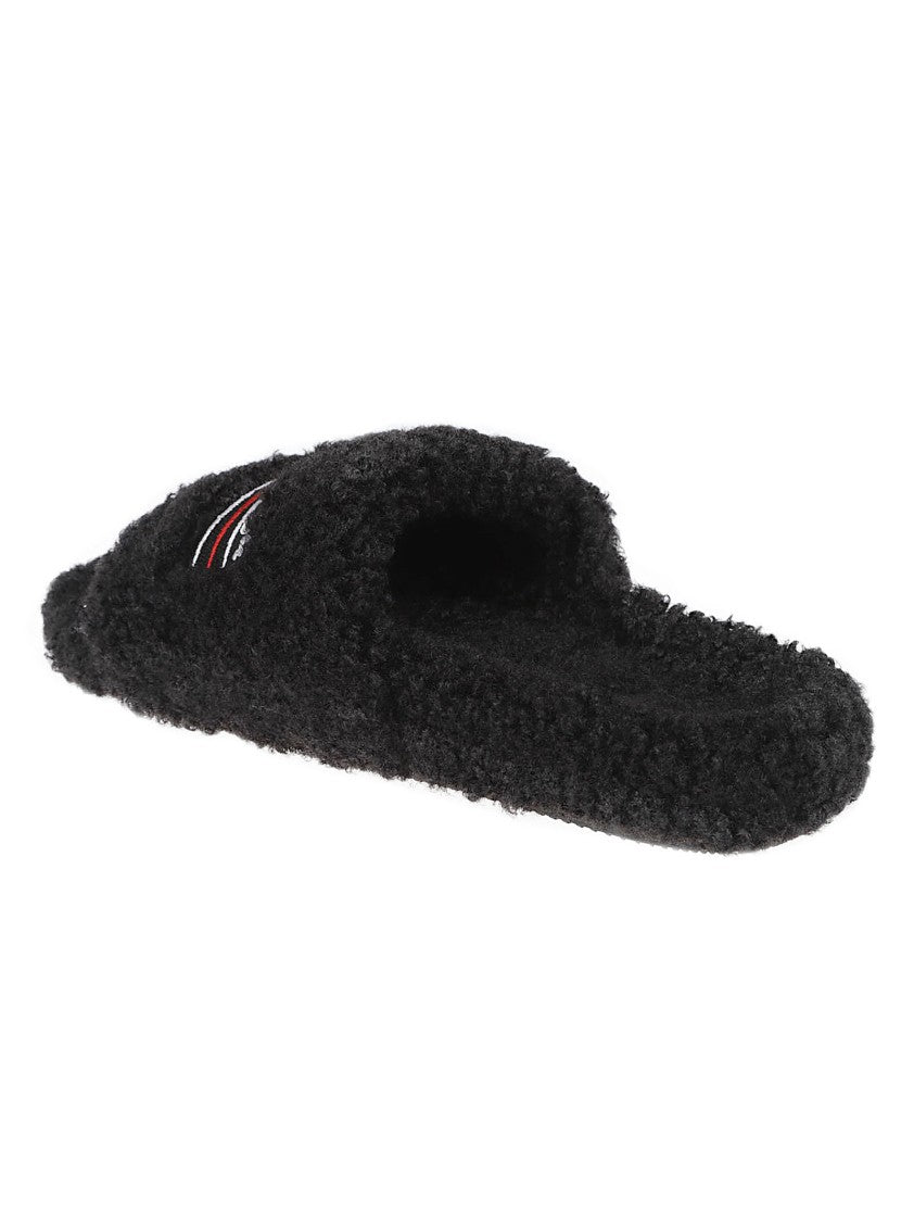 Balenciaga Eco Shearling Sandals With Wavy Design And Cushioned Sole