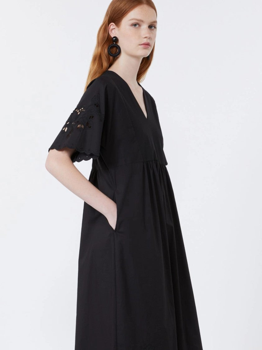 Max Mara Flowing Midi Dress With Floral Embroidery