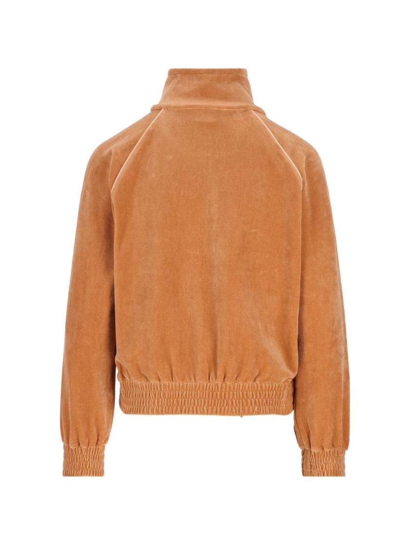 Chloé Black Cropped High Collar Velvety Sweater