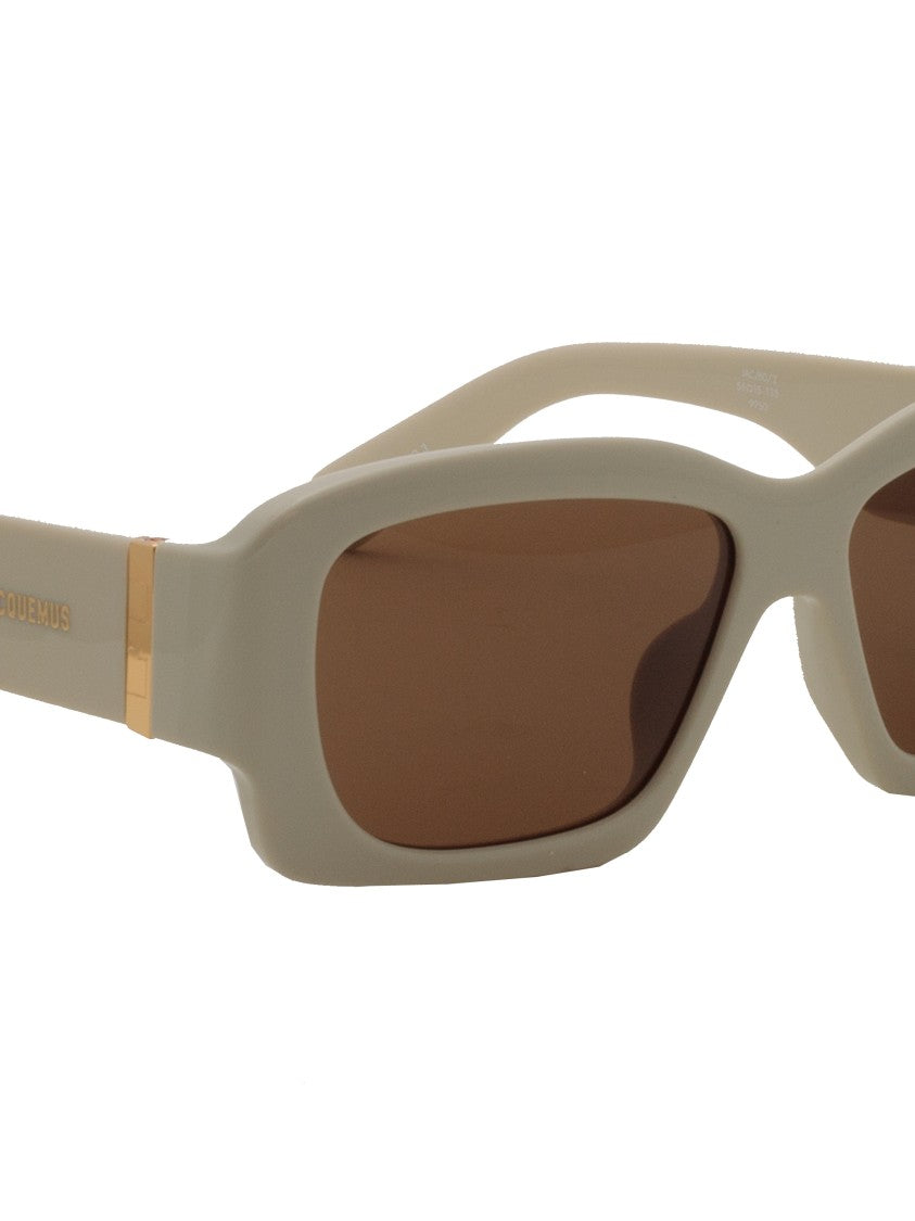 Linda Farrow X Jacquemus Angular Grey Sunglasses With Brown Lenses