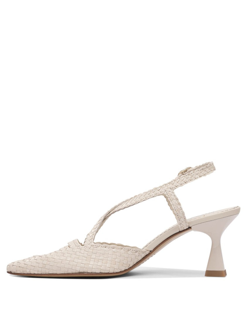 Pons Quintana Pointed Toe Woven Leather Slingback Heeled Shoes