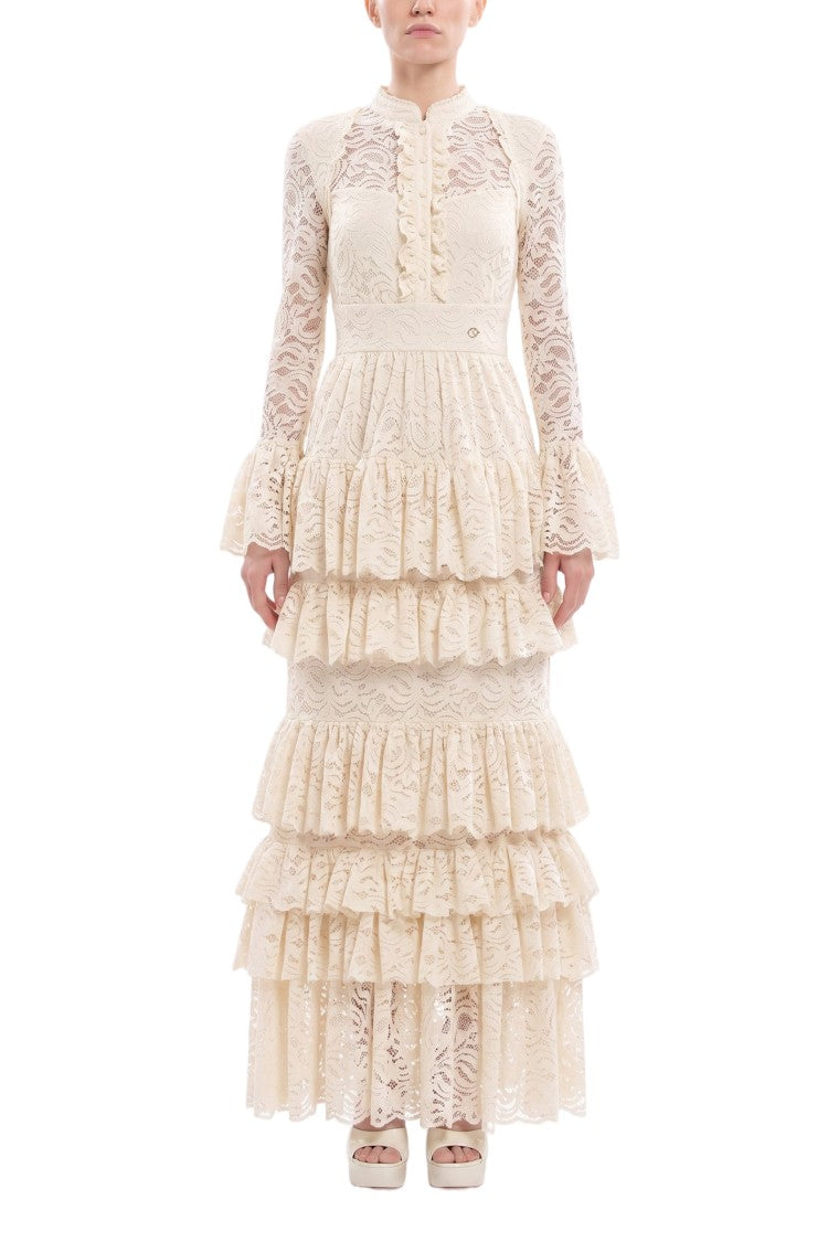Saiid Kobeisy Ruffled Lace Long Dress