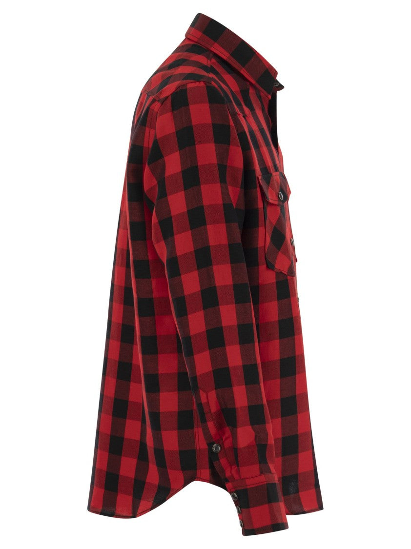 Pt Torino Checked Shirt In Cotton And Linen Blend