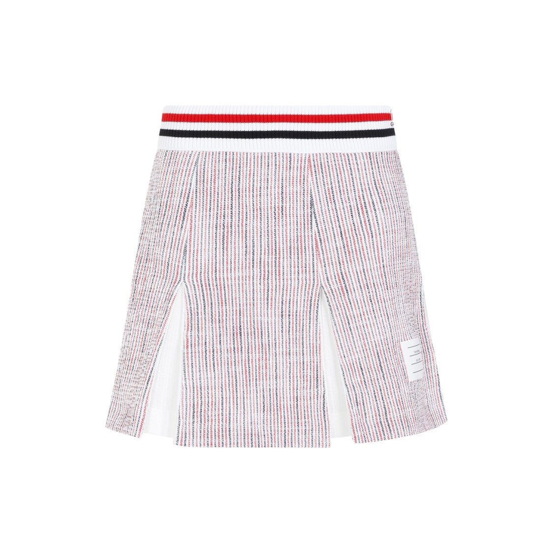 Thom Browne White Cotton Box Pleated Mini Skirt