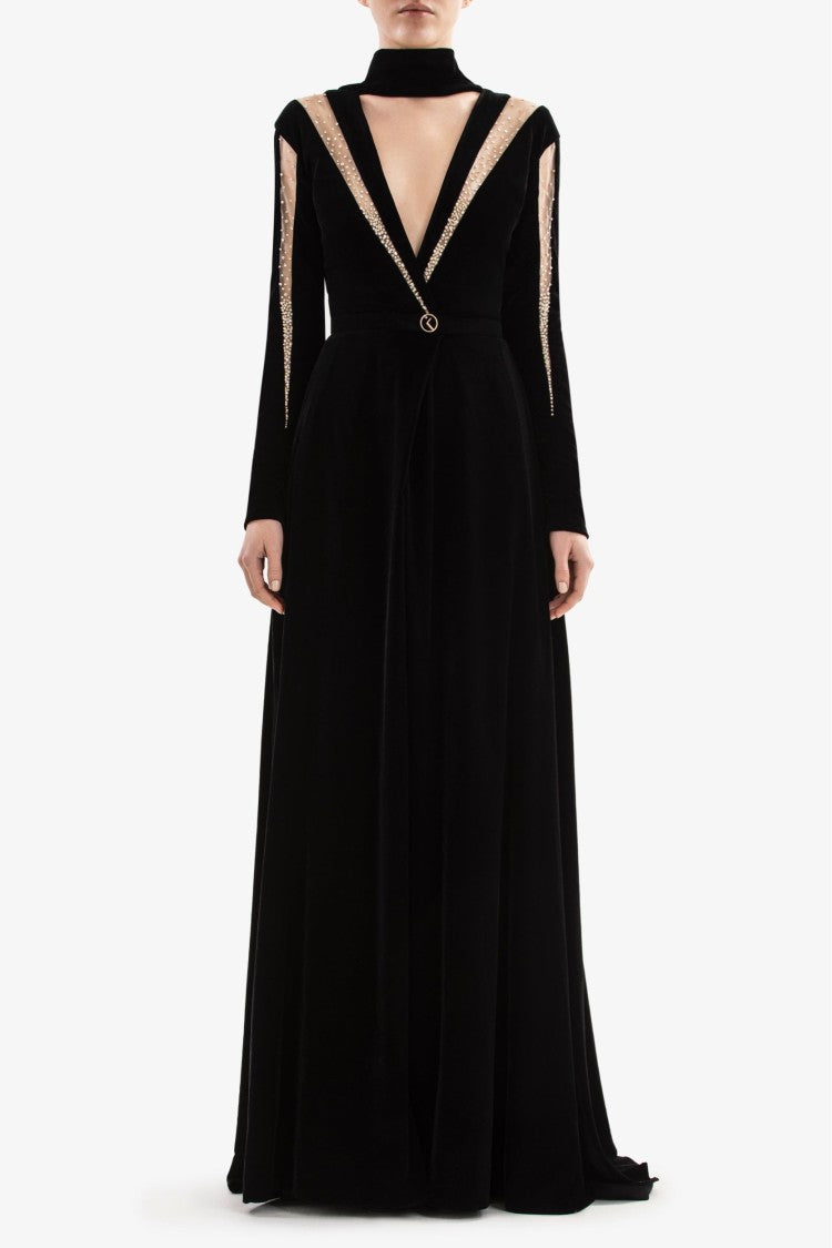 Saiid Kobeisy Velvet Long Dress