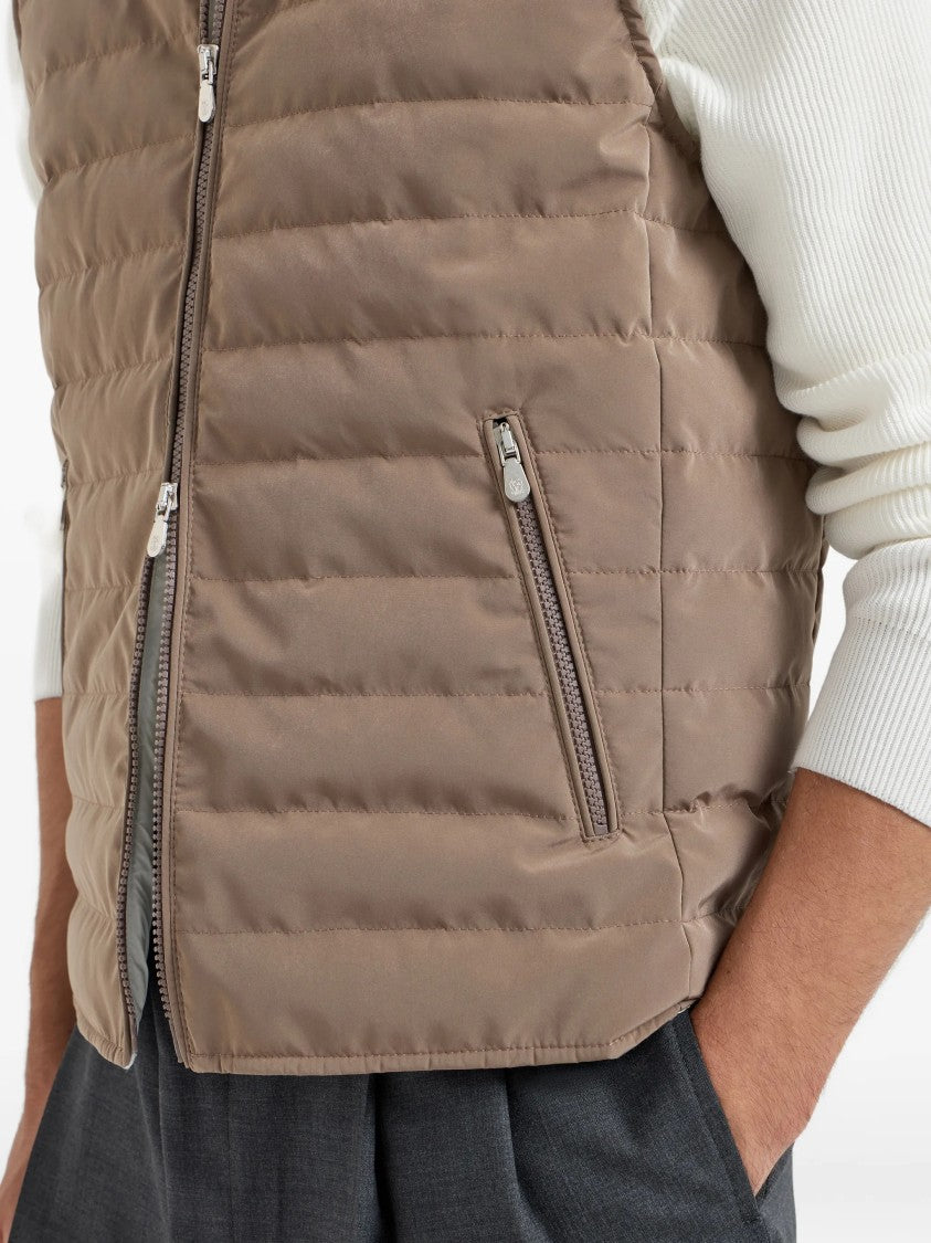 Brunello Cucinelli Quilted Horizontal Stitch Matte Gilet