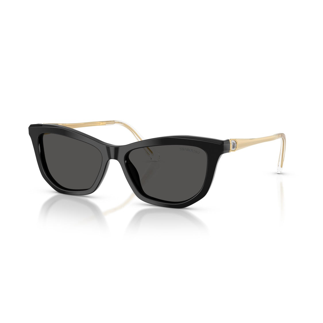Swarovski 0Sk6057 Bold Black Acetate Cat-Eye Sunglasses With Crystal Embellishments
