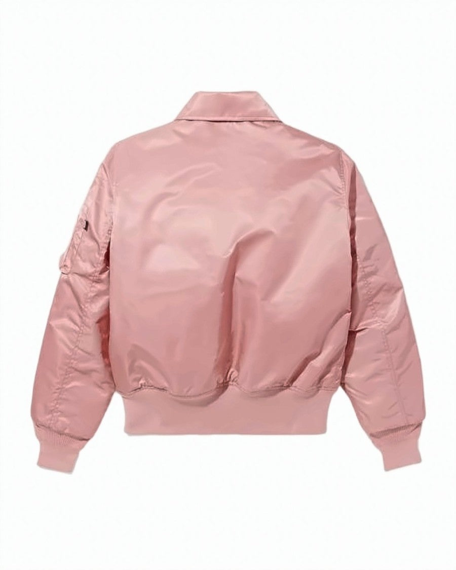 A.P.C. Smooth Pink Nylon Bomber Jacket With Vintage Touch