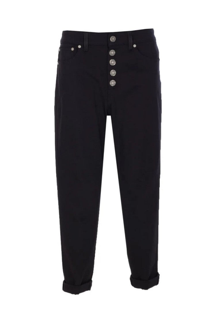 Dondup Black Cotton Koons Button-Fly Cropped Jeans