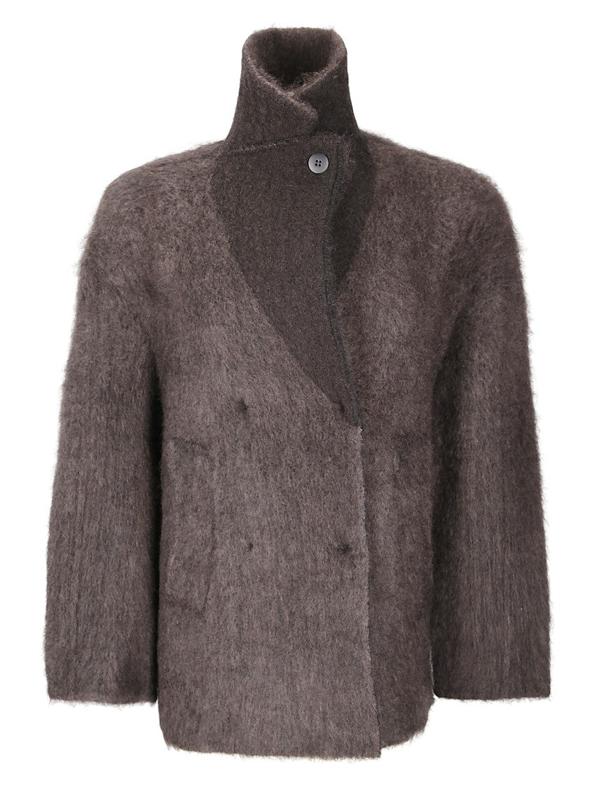 Boboutic Double-Breasted Knit Jacket With Textured Finish