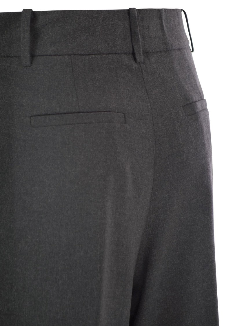 Herno Mélange Effect Trousers With Side Zip And Pockets