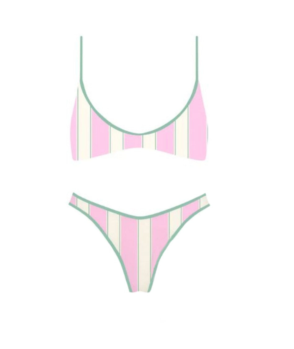 Mc2 Saint Barth Two-Piece Striped Bikini Set With Elegant Edging