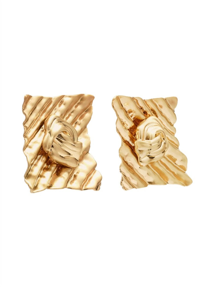 Cult Gaia Gold Textured Square Knot Earrings