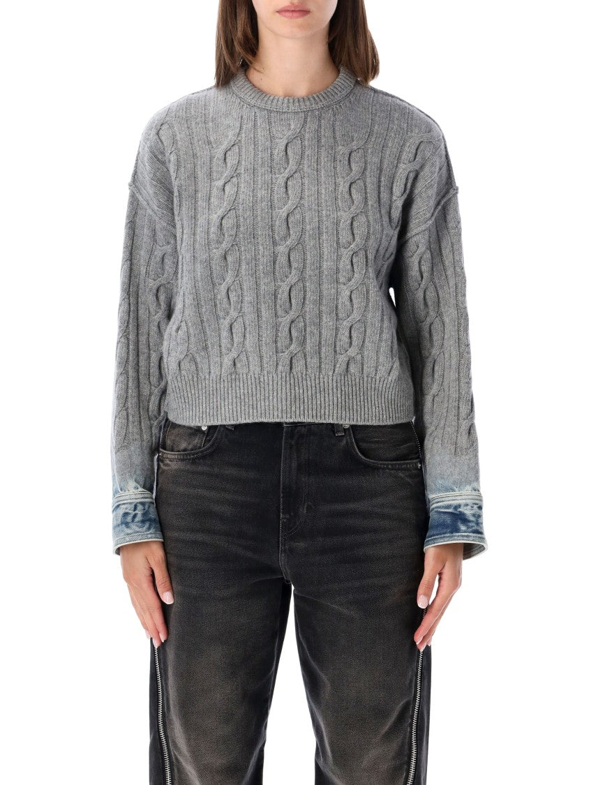 Haikure Karine Cable Wool Denim-Cuff Sweater