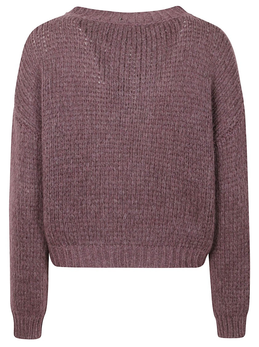 Roberto Collina Boxy-Fit Wine-Colored Alpaca Blend Sweater