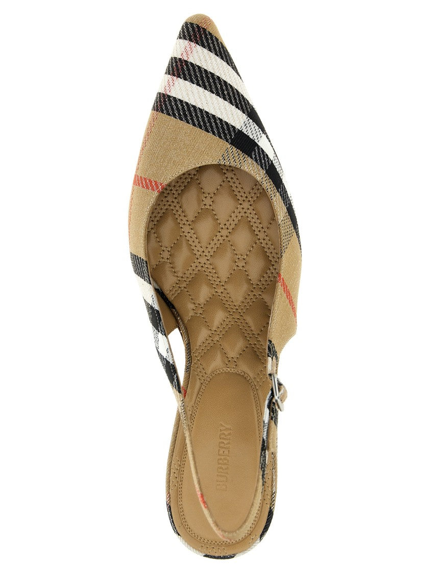 Burberry Check Print Slingbacks With Laminated Accents