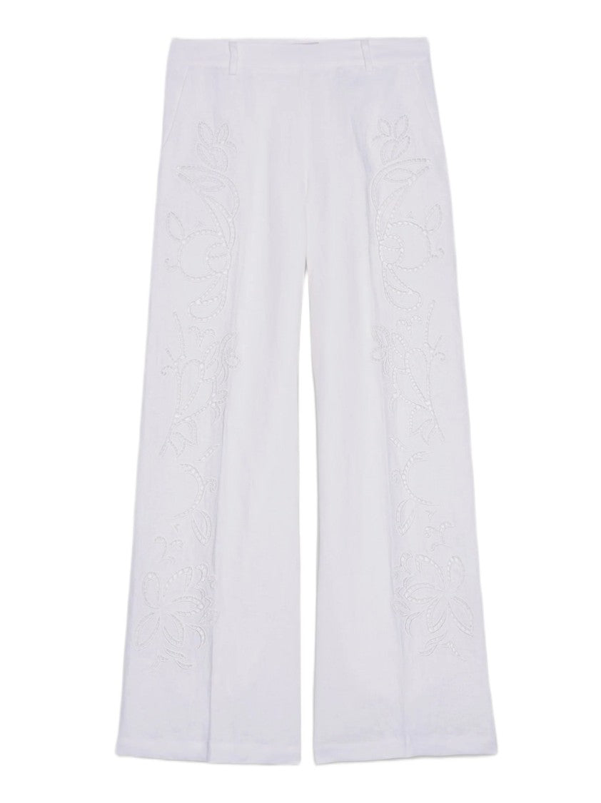 Ermanno Firenze Wide-Leg Trousers With Floral Cut-Out Embroidery
